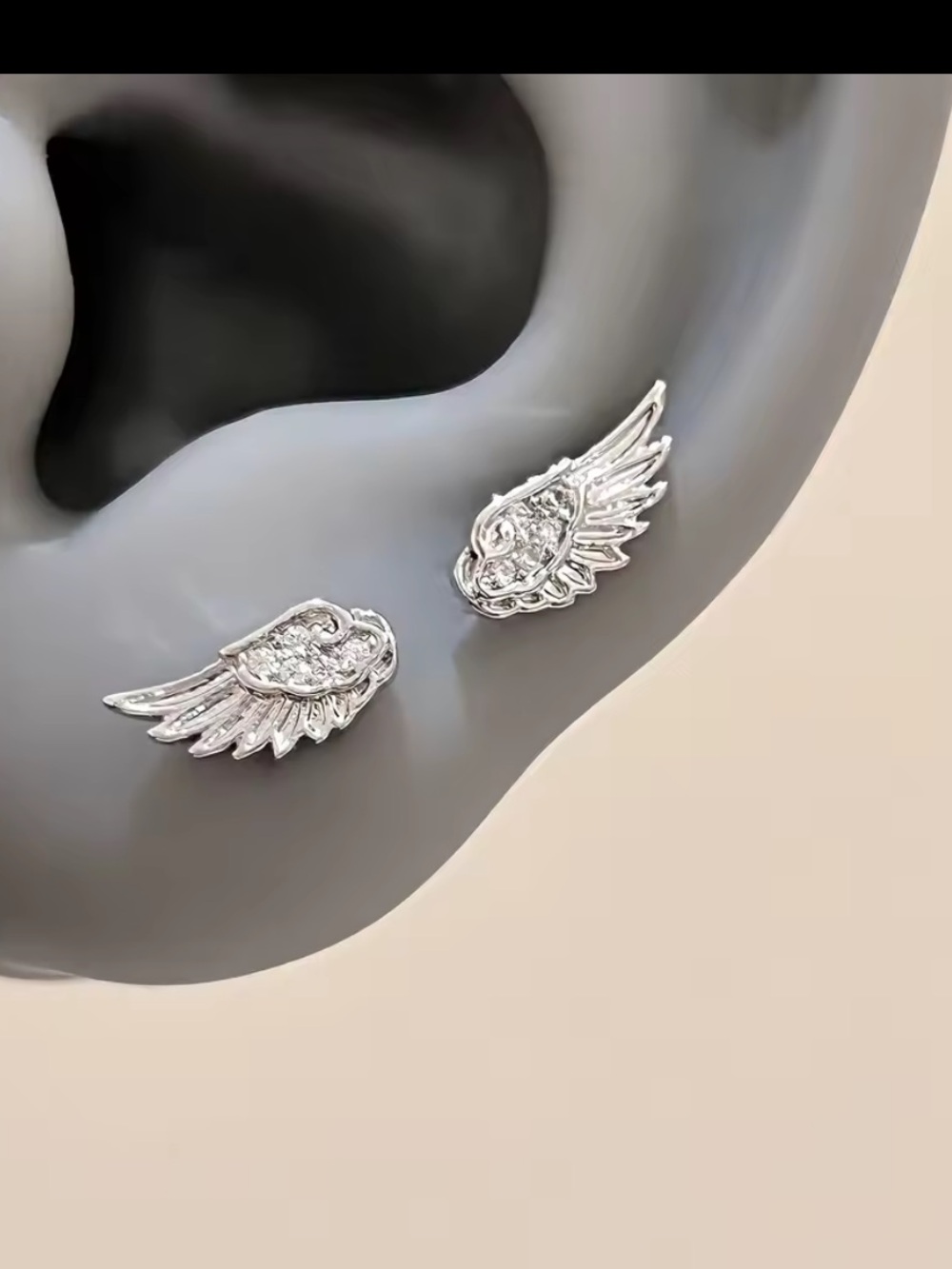 Silver Wing CZ Stud Earrings - Women Jewelry